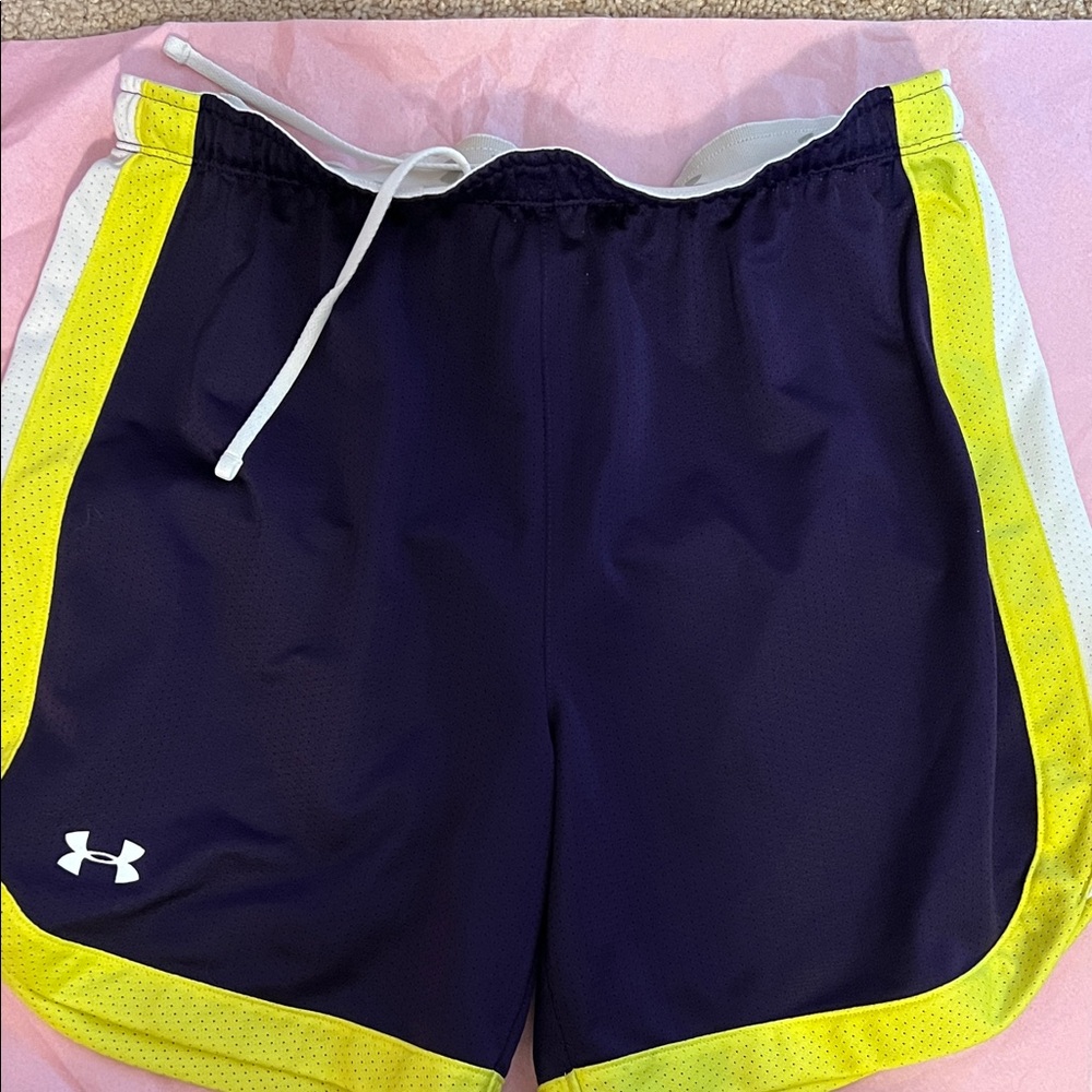 Under Armour Women's Athletic Shorts in Navy and Yellow